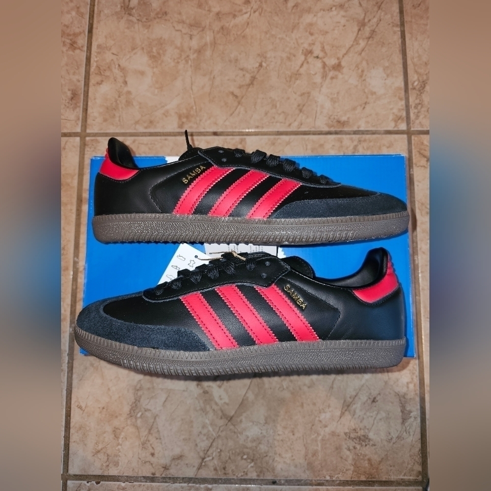 Adidas Samba Team Manchester United 'Black Real Red' Men's Size 7